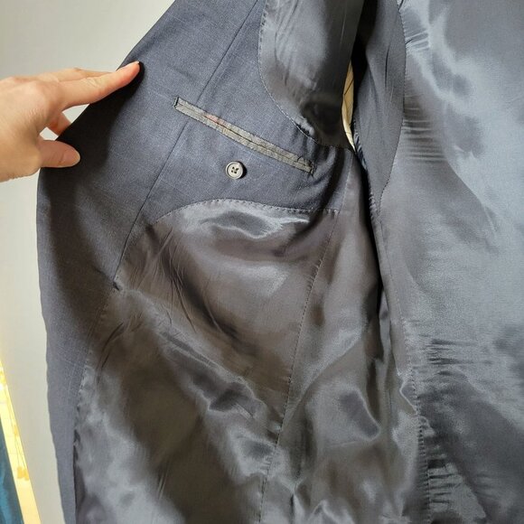 Lauren Ralph Lauren Blazer Men's 44L Flawed Wool Plaid Navy Blue Old Money Acade - Picture 12 of 12